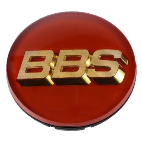 BBS Center Cap - 70mm Red w/ Gold 3D Logo (4-tab) - Miami AutoSport Technik